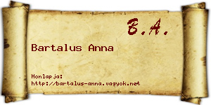 Bartalus Anna névjegykártya